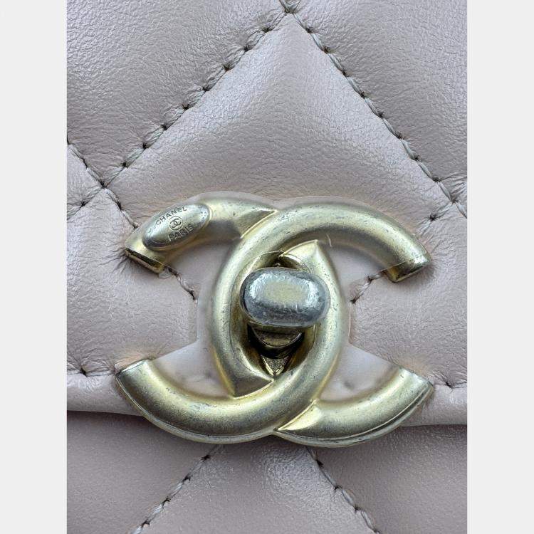 Pre Owned Chanel Beige Quilted Leather CC Wallet on Chain Bag