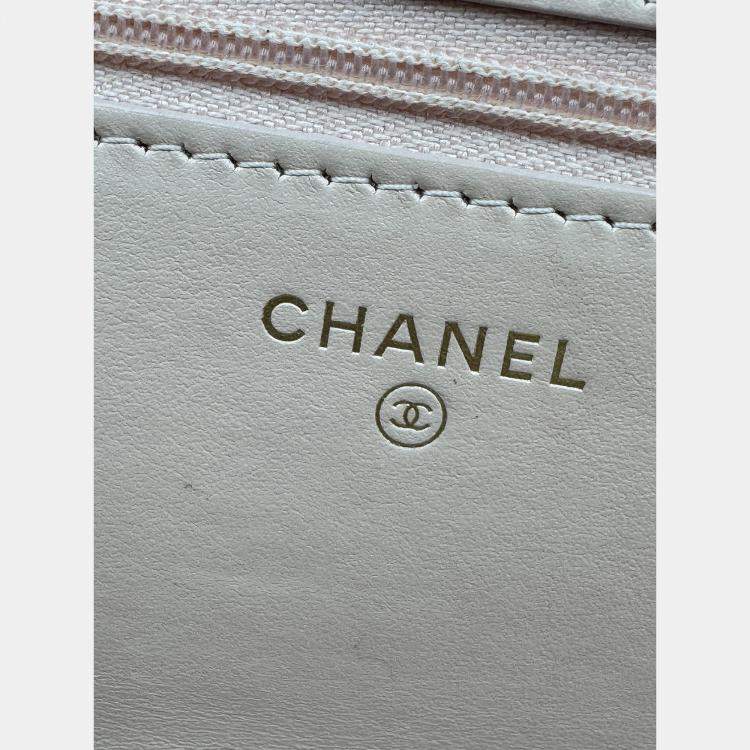 Pre Owned Chanel Beige Quilted Leather CC Wallet on Chain Bag