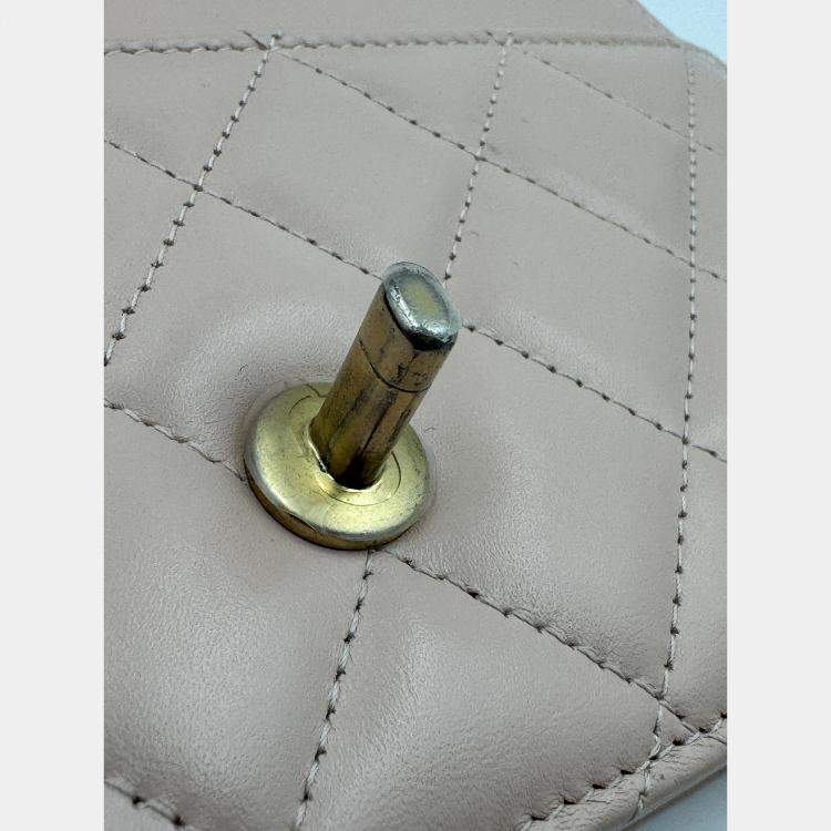Pre Owned Chanel Beige Quilted Leather CC Wallet on Chain Bag
