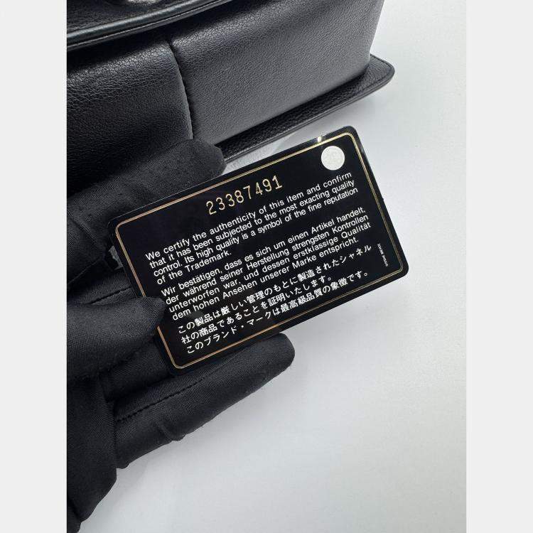Pre Owned Chanel black Quilted Caviar Leather Medium Boy Bag