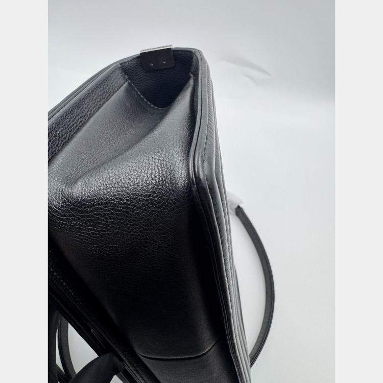 Pre Owned Chanel black Quilted Caviar Leather Medium Boy Bag