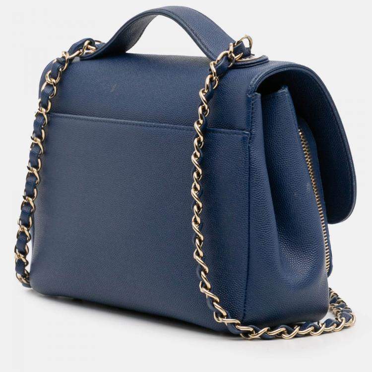 مملوكة مسبقًا Chanel Blue Medium Caviar Business Affinity Flap