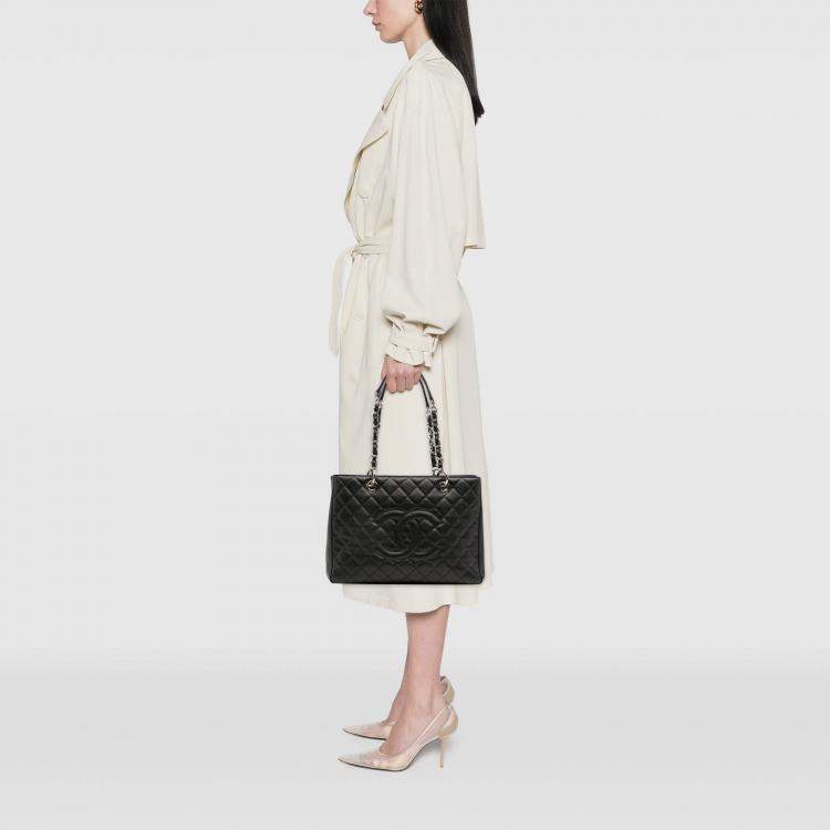 Pre Owned Chanel Black Caviar Grand Shopping Tote