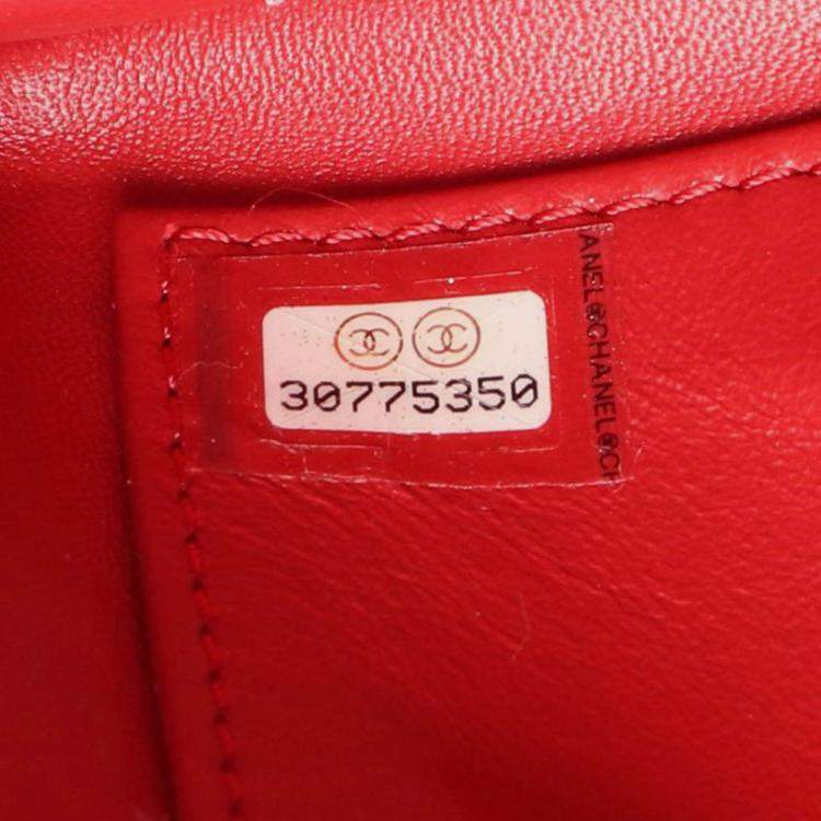 Pre Owned Chanel Red Medium Quilted Calfskin CC Filigree Incognito Flap