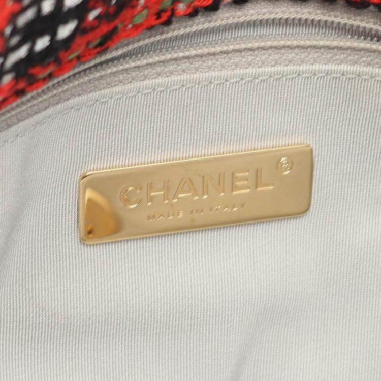 Pre Owned Chanel Red Large Tweed 19 Flap