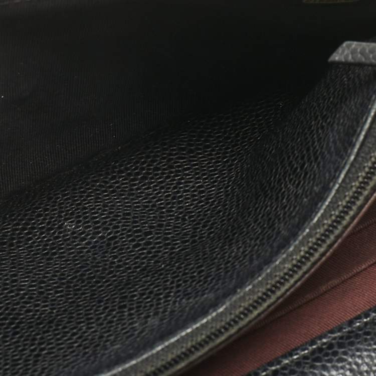 Pre Owned Chanel Black Quilted Caviar Leather Classic Wallet on Chain