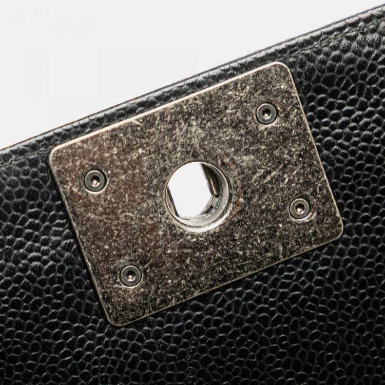 Pre Owned Chanel Black Small Quilted Caviar Boy Flap