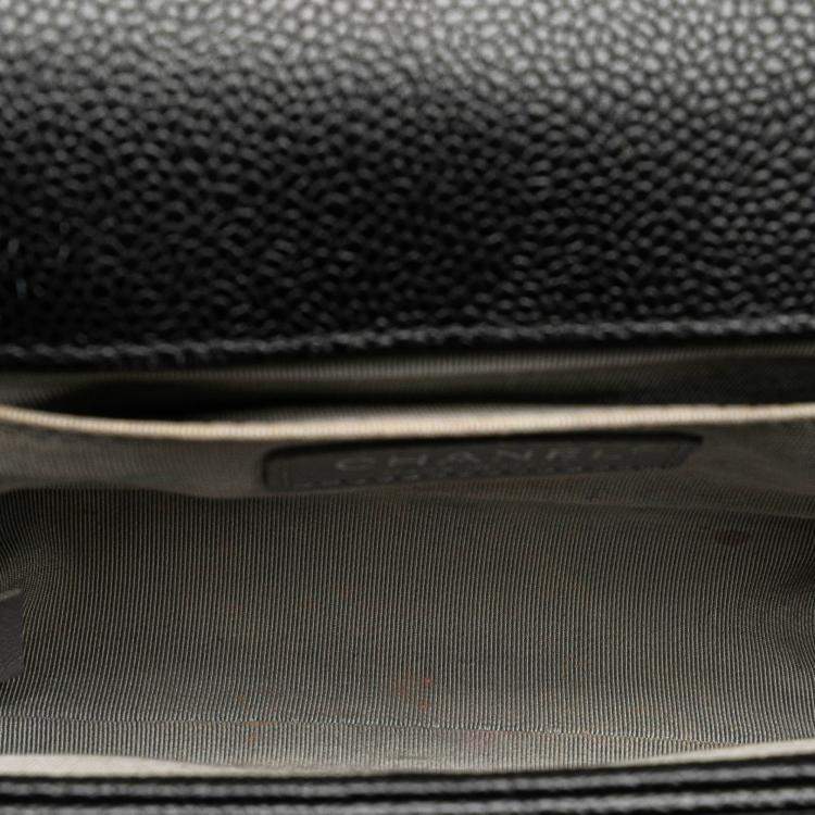 Pre Owned Chanel Black Small Quilted Caviar Boy Flap