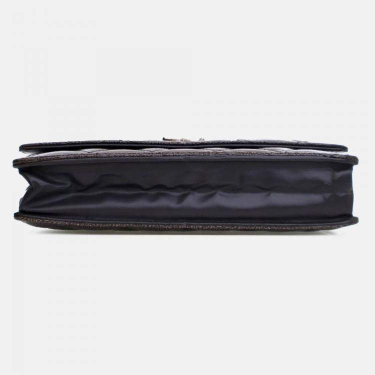 Pre Owned Chanel Brown CC Quilted Shiny Crumpled Calfskin Wallet on Chain