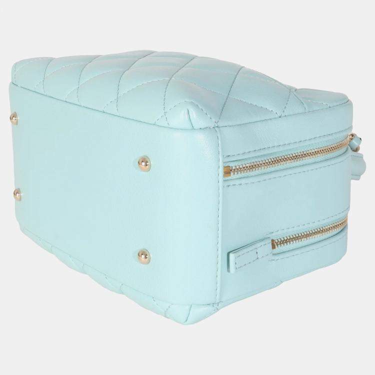Pre Owned Chanel Light Blue Quilted Lambskin Small Trendy CC Bowling Bag