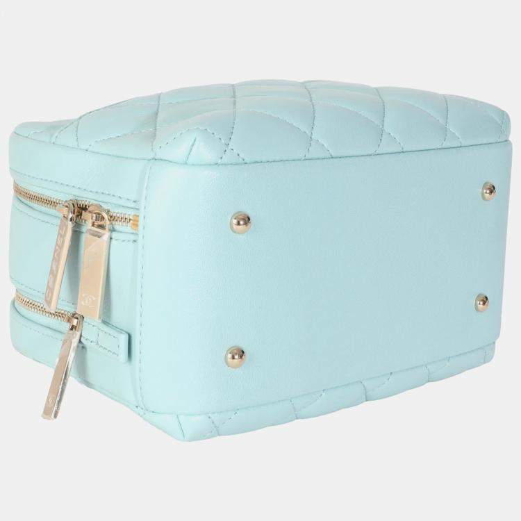 Pre Owned Chanel Light Blue Quilted Lambskin Small Trendy CC Bowling Bag