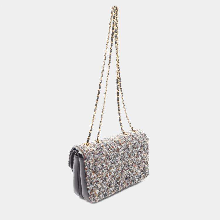Pre Owned Chanel Multicolor Small Quilted Tweed CC Chic Double Flap