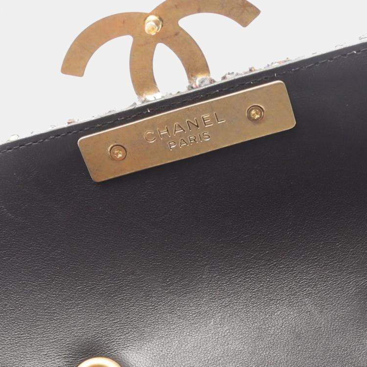 Pre Owned Chanel Multicolor Small Quilted Tweed CC Chic Double Flap