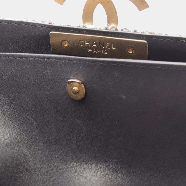 Pre Owned Chanel Multicolor Small Quilted Tweed CC Chic Double Flap