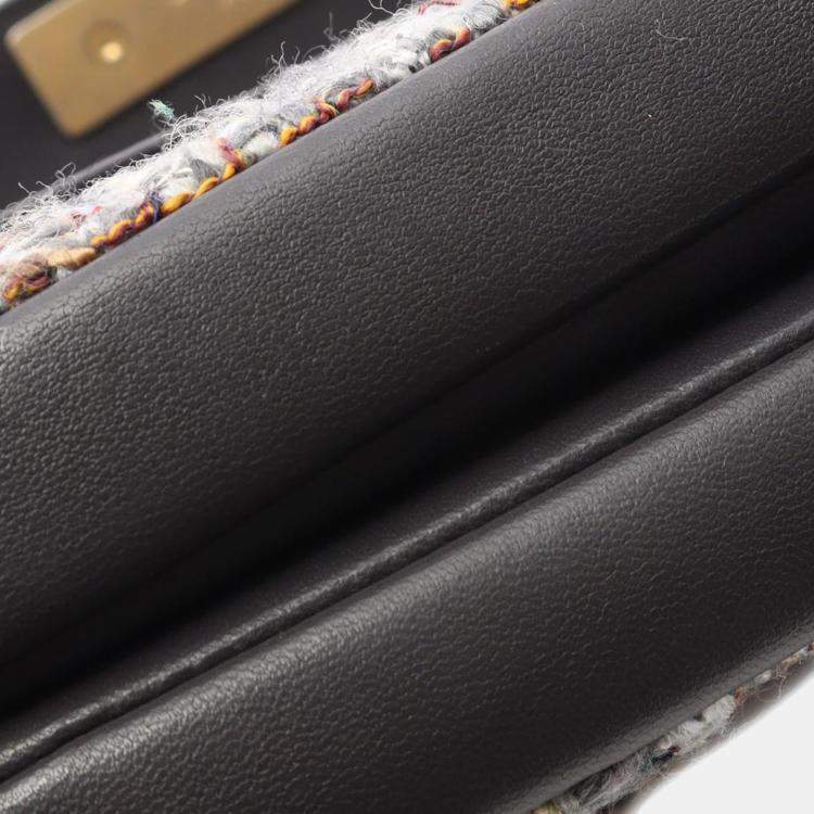 Pre Owned Chanel Multicolor Small Quilted Tweed CC Chic Double Flap