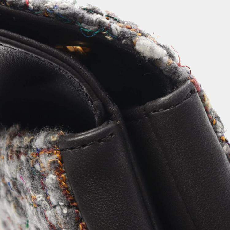 Pre Owned Chanel Multicolor Small Quilted Tweed CC Chic Double Flap