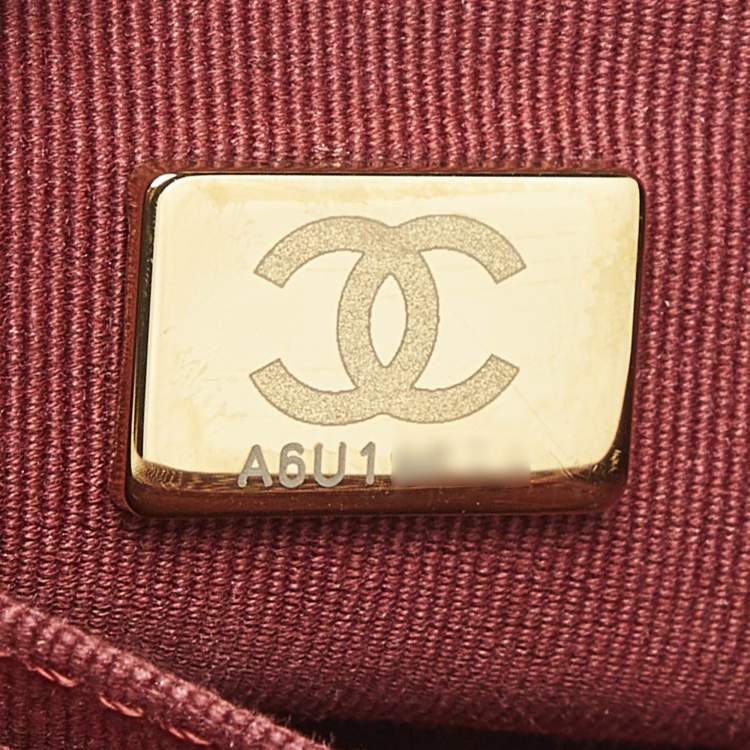 Pre Owned Chanel Burgundy Quilted Cavair Leather Mini Chain Soul Flap Bag