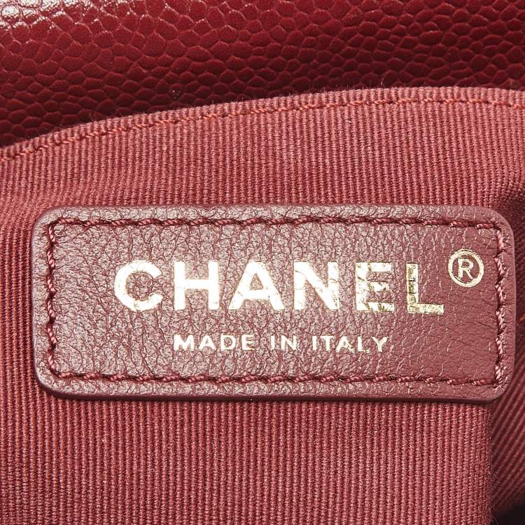 Pre Owned Chanel Burgundy Quilted Cavair Leather Mini Chain Soul Flap Bag
