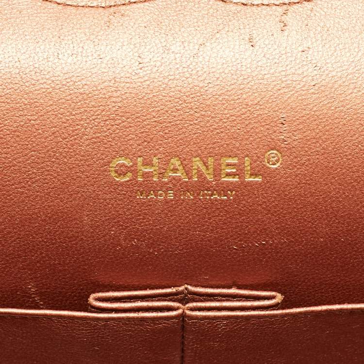 Pre Owned Chanel Metallic Brown Quilted Leather Maxi Classic Double Flap Bag