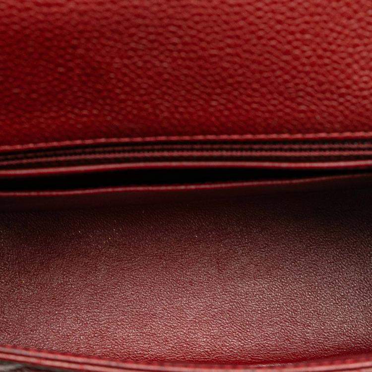 Pre Owned Chanel Burgundy Mini Square Classic Caviar Single Flap