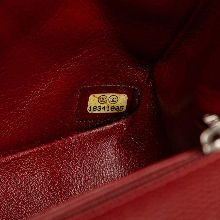 Pre Owned Chanel Burgundy Mini Square Classic Caviar Single Flap
