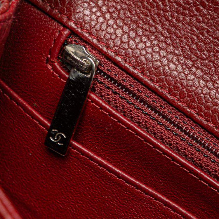 Pre Owned Chanel Burgundy Mini Square Classic Caviar Single Flap