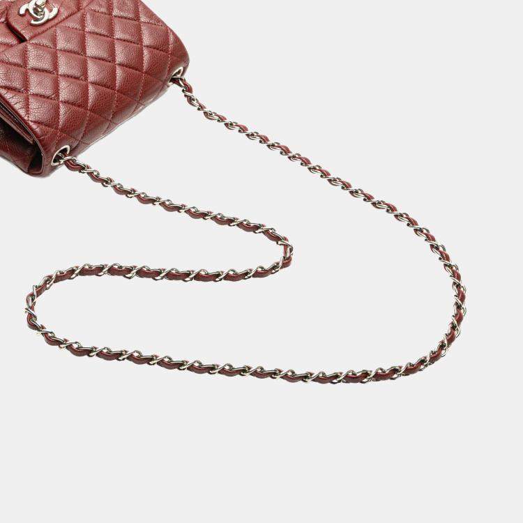 Pre Owned Chanel Burgundy Mini Square Classic Caviar Single Flap