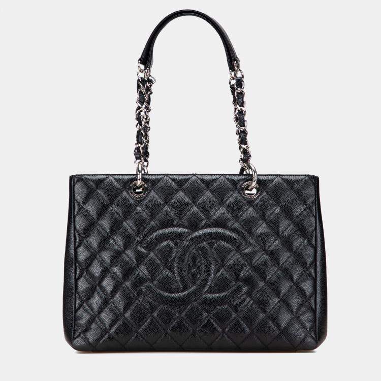 Pre Owned Chanel Black Caviar Grand Shopping Tote