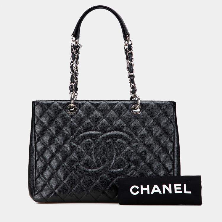 Pre Owned Chanel Black Caviar Grand Shopping Tote