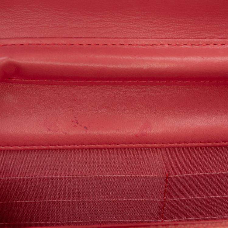 Pre Owned Chanel Pink Lambskin Boy Wallet On Chain