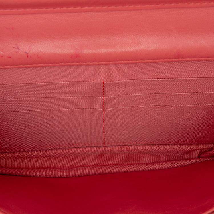 Pre Owned Chanel Pink Lambskin Boy Wallet On Chain