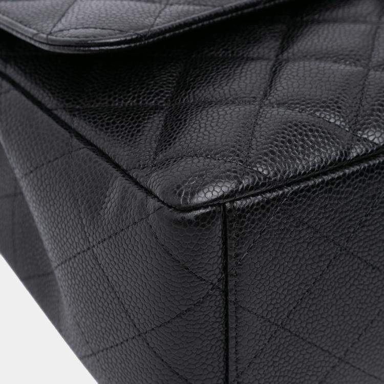 Pre Owned Chanel Black Maxi Classic Caviar Double Flap