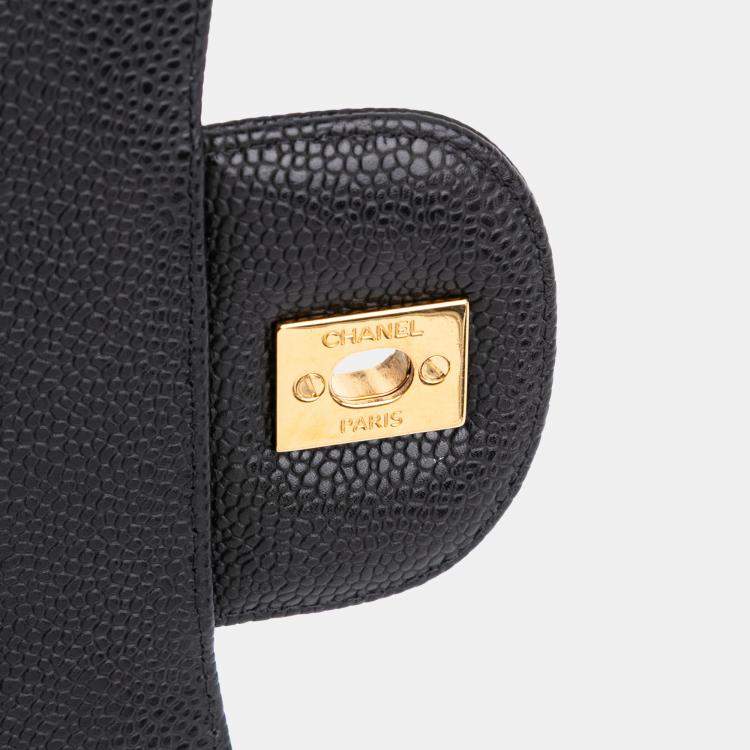 Pre Owned Chanel Black Maxi Classic Caviar Double Flap
