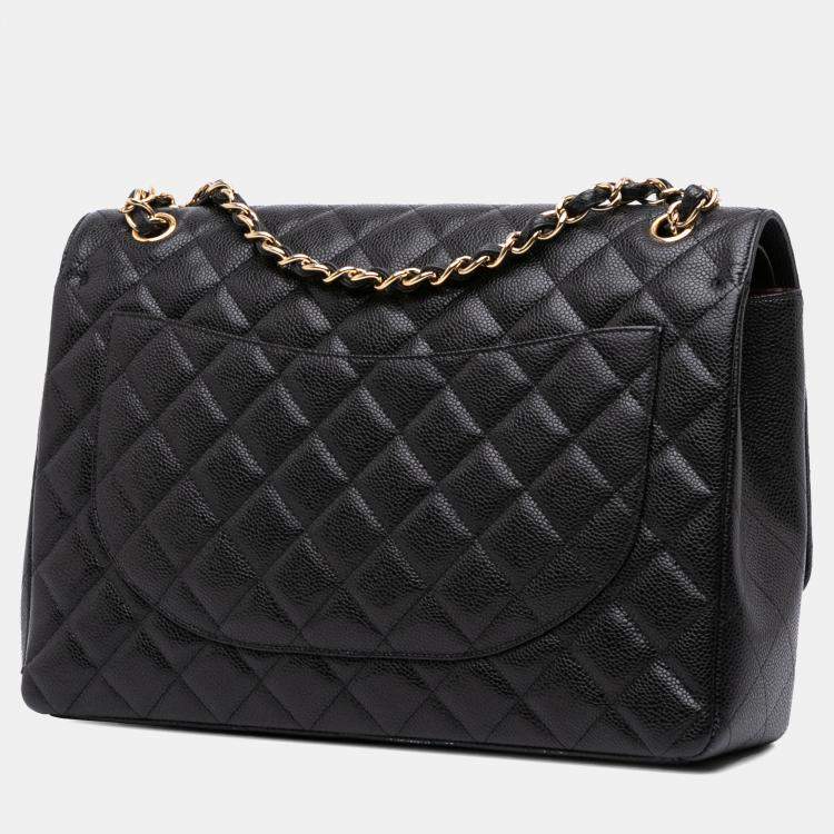 Pre Owned Chanel Black Maxi Classic Caviar Double Flap