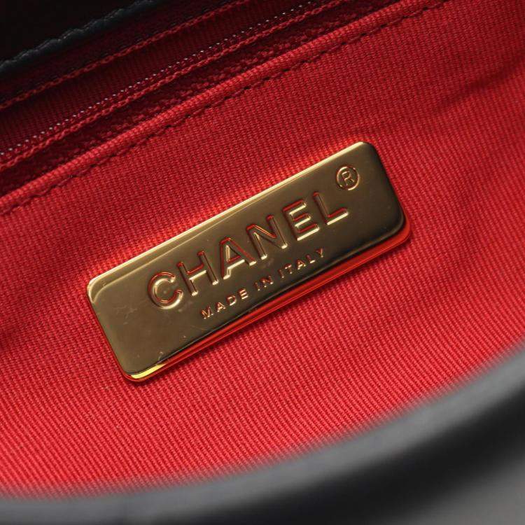 Pre Owned Chanel Black Lambskin 19 Chain Hobo