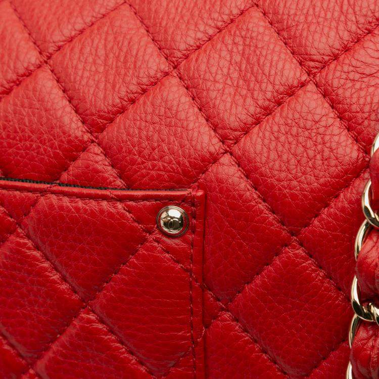 Pre Owned Chanel Red XXL Quilted Calfskin Travel Flap