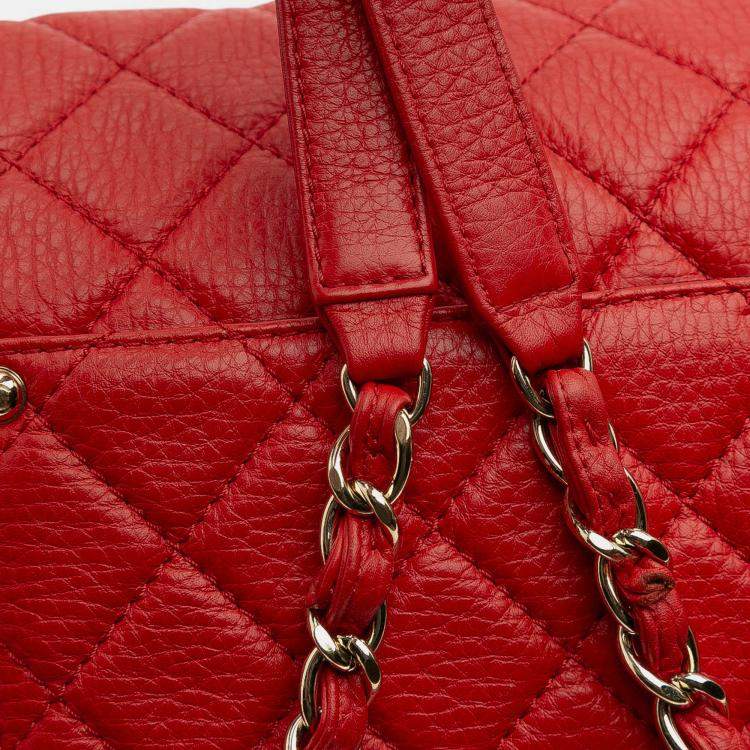Pre Owned Chanel Red XXL Quilted Calfskin Travel Flap