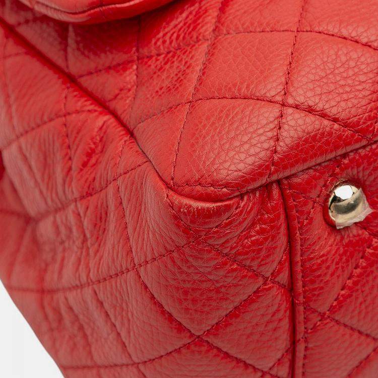 Pre Owned Chanel Red XXL Quilted Calfskin Travel Flap