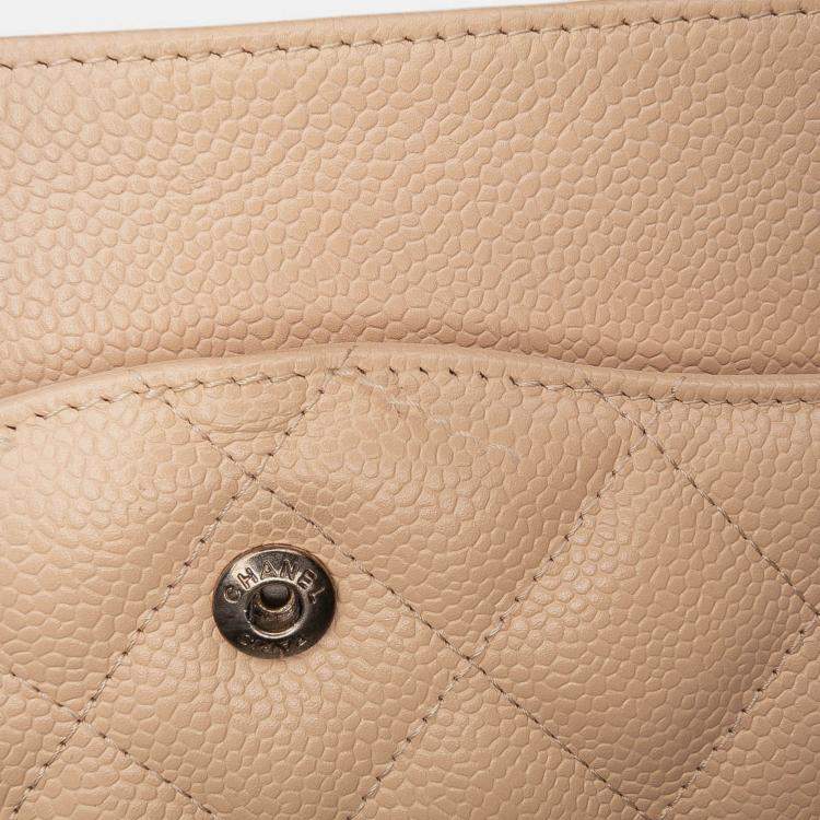 Pre Owned Chanel Beige Brown Jumbo Classic Caviar Double Flap
