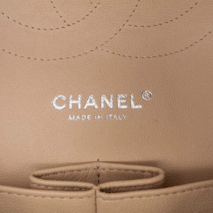 Pre Owned Chanel Beige Brown Jumbo Classic Caviar Double Flap