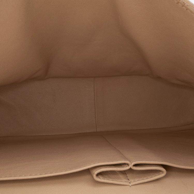 Pre Owned Chanel Beige Brown Jumbo Classic Caviar Double Flap