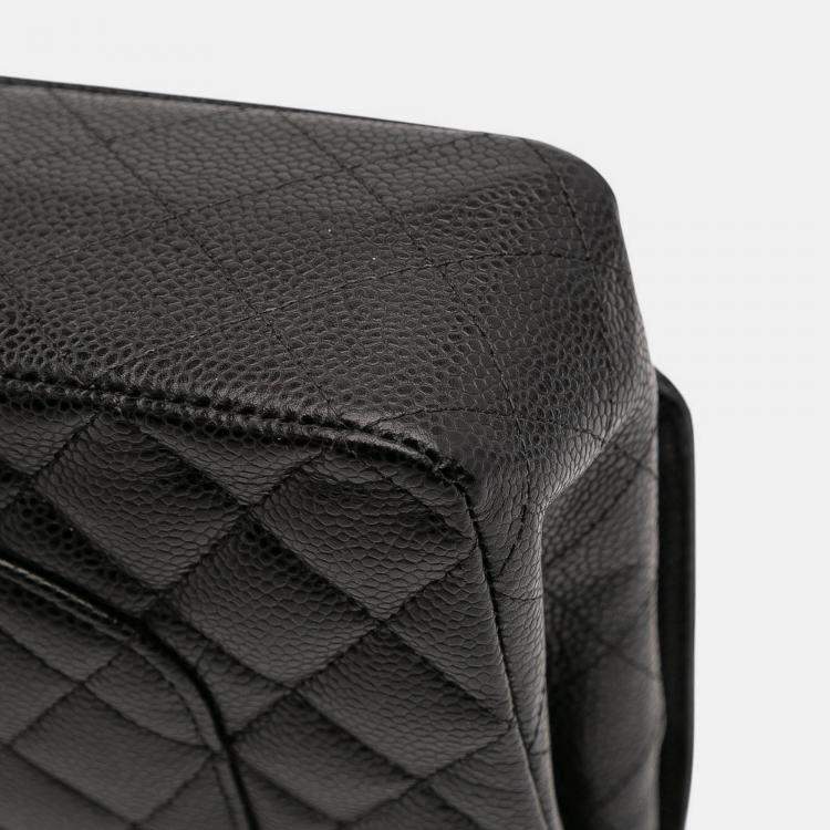 Pre Owned Chanel Black Medium Classic Caviar Double Flap
