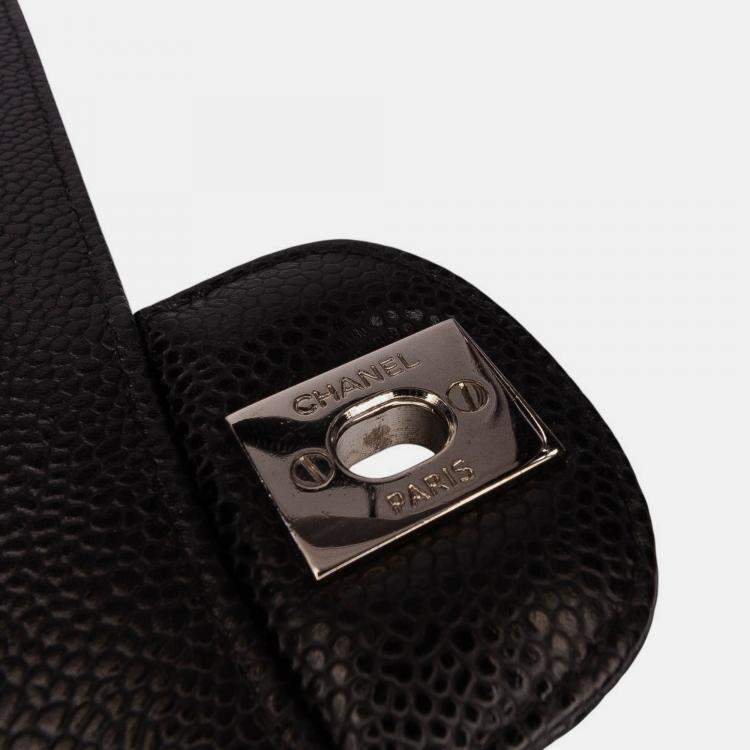 Pre Owned Chanel Black Medium Classic Caviar Double Flap