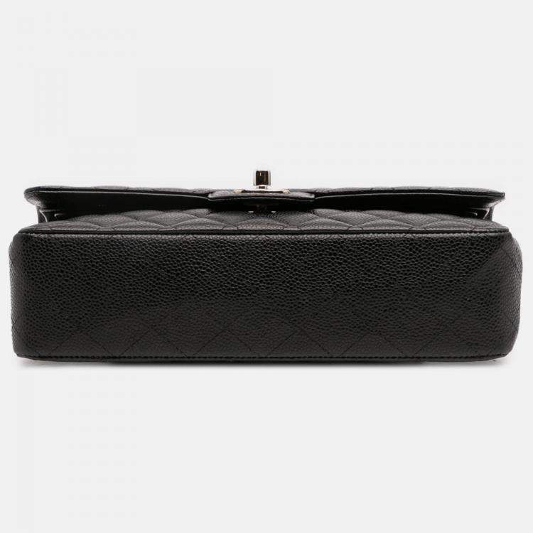 Pre Owned Chanel Black Medium Classic Caviar Double Flap