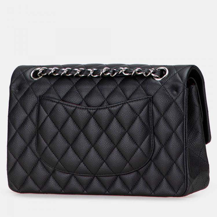 Pre Owned Chanel Black Medium Classic Caviar Double Flap