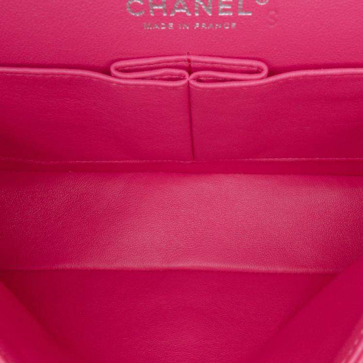 Pre Owned Chanel Pink Medium Classic Lambskin Double Flap