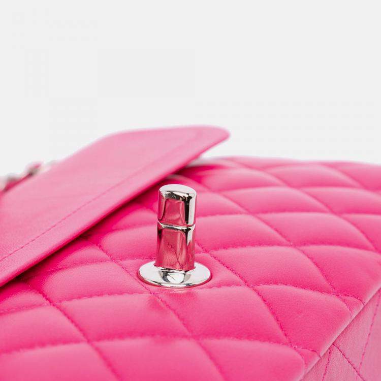 Pre Owned Chanel Pink Medium Classic Lambskin Double Flap