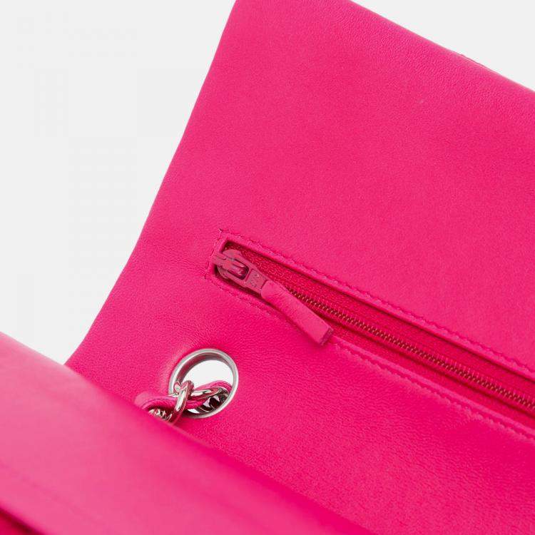 Pre Owned Chanel Pink Medium Classic Lambskin Double Flap