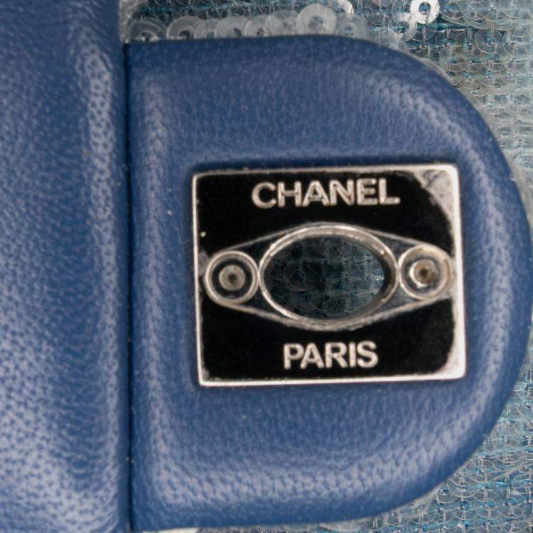Pre Owned Chanel Blue Sequin Waterfall Backpack