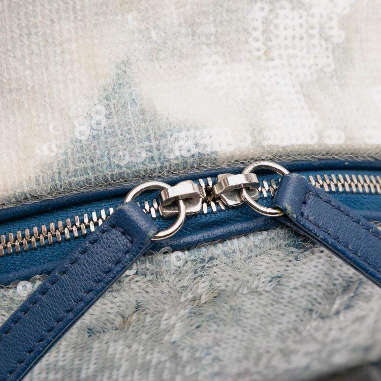 Pre Owned Chanel Blue Sequin Waterfall Backpack
